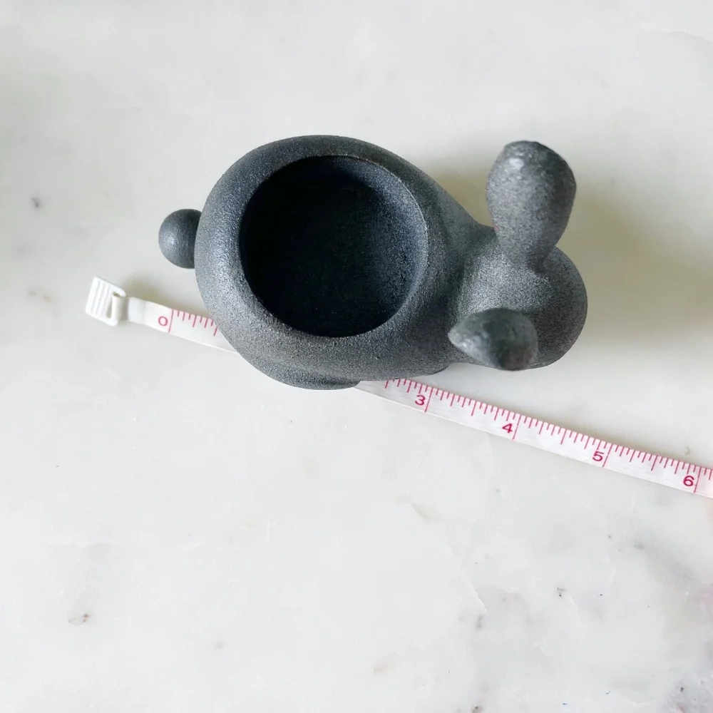 Crate & Barrel Gray Stone Bunny Rabbit Tea Light Candle Holder